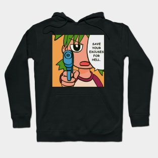 water gun yotsuba says save your excuses for hell meme Hoodie